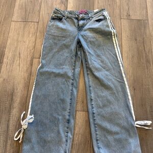 Edikted Blue Jeans with White Side Stripes